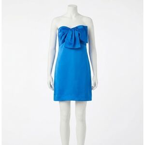 NEW LILLY PULITZER carlynn strapless satin bow dress in morelle blue
